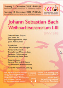 Read more about the article Weihnachtsoratorium I-III von J.S. Bach | Sa., 09.12. um 18 Uhr | Melanchthonkirche