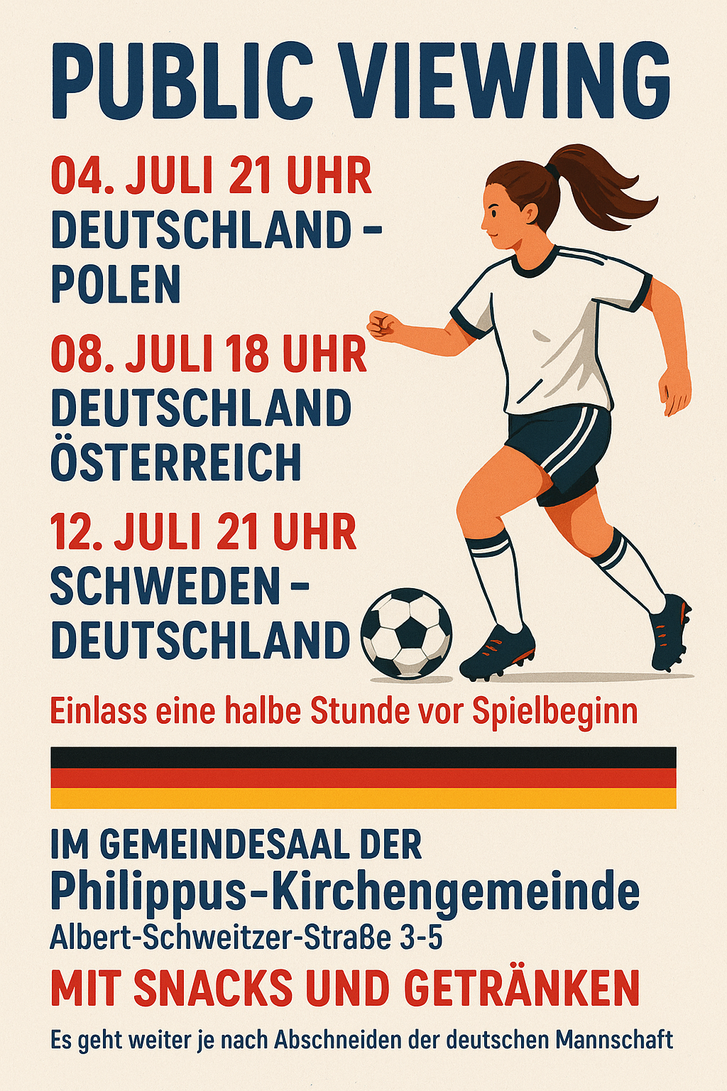Du betrachtest gerade Public Viewing EM der Fußballfrauen | Ev. Gemeinde Raderthal