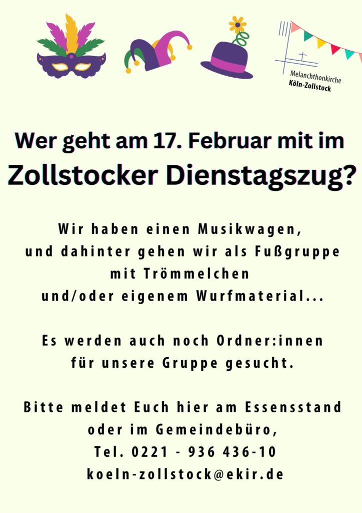 Einladung zum Zollstocker Diensttagszug