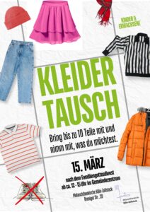 Mehr über den Artikel erfahren Kleidertausch | So., 15.03. von 12 bis 15 Uhr