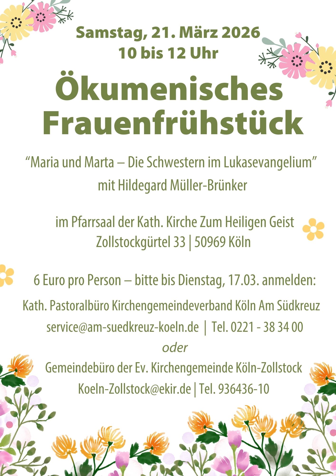 Mehr über den Artikel erfahren Maria & Marta – Schwestern im Lukasevangelium | Sa., 21.03. von 10 bis 12 Uhr | in Heilig Geist