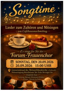 Mehr über den Artikel erfahren Caféhausmusik „Songtime“ | So., 20.09. um 15 Uhr