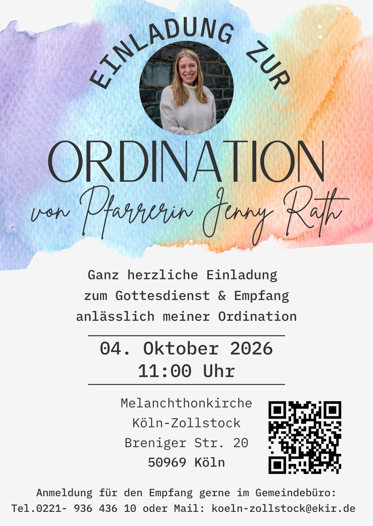 Du betrachtest gerade Ordination von Pfarrerin Jenny Rath | So., 04.10. um 11 Uhr | anschl. Empfang